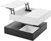 Couchtisch 70x70x40 cm (bis 55 cm) 360° drehbar, Hochglanz schwarz-weiß, 3 Schubladen, versteckter Stauraum Bild 5