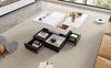 Couchtisch 70x70x40 cm (bis 55 cm) 360° drehbar, Hochglanz schwarz-weiß, 3 Schubladen, versteckter Stauraum Bild 2