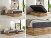 Boxspringbett, Einzelbett WOOD ZERO 90 x 200 cm, Hotelbett ohne Kopfteil, Bett mit Stauraum, 7-Zonen Multipocket-Matratze - Grau Cordstoff - H3 - Topper T25 Bild 2