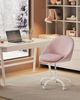 SONGMICS Homeoffice Stuhl, Drehstuhl aus Samt, Schreibtischstuhl, Schaumstoffpolsterung, höhenverstellbar, für Arbeitszimmer, Schlafzimmer, pastellrosa Bild 2