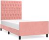 Bettgestell mit Kopfteil Samt Rosa 100x200 cm, Härtegrad: H2 [3125927] Bild 2