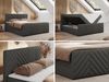 Boxspringbett mit zwei Bettkästen, 7 Härtezonen Multipocket-Matratzen, dekoratives Kopfteil und Front, Doppelbett - PARIS DUO - 140 x 200 cm - Grau Kunstleder - H3 Bild 2