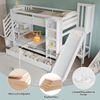 Novelux Etagenbett 90x200 cm mit Rutsche und Treppe – Kinder Etagenbett aus Kiefer, MDF & Sperrholz in Weiß, mit Regal, 2 Schubladen Bild 3