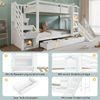 Novelux Etagenbett 90x200 cm mit Rutsche und Treppe – Kinder Etagenbett aus Kiefer, MDF & Sperrholz in Weiß, mit Regal, 2 Schubladen Bild 4