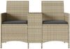 vidaXL Gartensofa 2-Sitzer mit Tisch und Kissen Hellgrau Poly Rattan 4003889 Bild 4