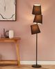'Rio Grande' Stehlampe Schwarz Metall 164 cm 3-flammig Stoffschirme langes Kabel mit Schalter Retro Design Bild 3