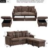 3-Sitzer Sofa H 86 x T 188 x B 186 cm mit 2 Hockern aus Chenille, Schlaffunktion und Stauraum Bild 5