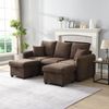 3-Sitzer Sofa H 86 x T 188 x B 186 cm mit 2 Hockern aus Chenille, Schlaffunktion und Stauraum Bild 2