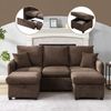 3-Sitzer Sofa H 86 x T 188 x B 186 cm mit 2 Hockern aus Chenille, Schlaffunktion und Stauraum Bild 3