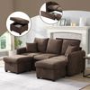 3-Sitzer Sofa H 86 x T 188 x B 186 cm mit 2 Hockern aus Chenille, Schlaffunktion und Stauraum Bild 4