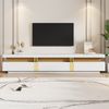 TV-Schrank 200x40x42 cm, weiß, mit 3 Schubladen und Marmor-Optik Bild 2