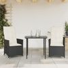vidaXL Gartensessel mit Kissen 2 Stk. Verstellbar Schwarz Poly Rattan 365645 Bild 2