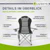 Juskys Campingstuhl Lido mit Getränkehalter & Tasche - Camping Klappstuhl gepolstert - Faltstuhl Angelstuhl Strandstuhl Chair - Stuhl Grau Bild 5