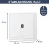 Aktenschrank abschließbar BEATA - 3 Ebenen verstellbar, Flügeltüren | Metallschrank Werkstatt Mehrzweckschrank Büroschrank aus Stahl Werkzeugschrank, 93x90x40cm Weiß Bild 2