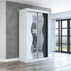 Schwebetürenschrank RIMA 2-türig Schrank 120 cm (mit Spiegel) Farbe: Weiß , schwarz Bild 2