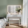 Schminktisch Annabelle Weiß Hochglanz/Weiß 110 cm mit LED-Spiegel und Bank Vicco Bild 3