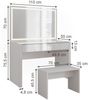 Schminktisch Annabelle Weiß Hochglanz/Weiß 110 cm mit LED-Spiegel und Bank Vicco Bild 2