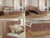 Boxspringbett, Set mit zwei Multipocket-Matratze und Topper, hohe Kopfteil, Eiche Wotan Holzrahmen - WOOD CLASSIC KING - 160 x 200 cm - Rosa Cord - H3 Bild 2