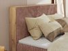Boxspringbett, Set mit zwei Multipocket-Matratze und Topper, hohe Kopfteil, Eiche Wotan Holzrahmen - WOOD CLASSIC KING - 160 x 200 cm - Rosa Cord - H3 Bild 3