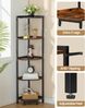 Eckregal, 5-stöckiges Bücherregal, Standregal, Lagerregal, Eck-Bücherregal, Geeignet für Wohnzimmer, Arbeitszimmer und Büro, 30 x 30 x 136 cm, Vintagebraun-Schwarz Bild 3