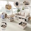 Merax Modulares U/L-Form Sofa, mit 2 Hockern mit Stauraum, LED-Stimmungslicht per App & Fernbedienung, Getränkehalter, USB/Type-C, Armlehnen-Regal, große Schubladen, Kissen, Beige Bild 5