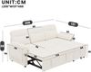 Merax L‑förmiges Ecksofa mit links/rechts wechselbarer Chaiselongue, ausziehbarer Schlaffunktion, Stauraum im Longchair, USB/Type‑C‑Panel, halbfixiertem Kopfstützen‑Armlehnenfach, Chenillegewebe, Beige Bild 4