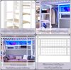 BlingBin Hochbett Jugendbett Kinderbett Funktionsbett mit LED-Beleuchtung (Einzelbett, 1-St, mit Ablagefach, Gegenständen, Kleiderstange und offener Raum) 90 x 200 cm, Ohne Matratze, Weiß Bild 4
