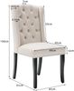 Essstuhl 2er-Set, Sitzhöhe ca. 47 cm, Beige Samt, Eichenholzbeine, Knopfdetail & silberne Nieten,61x45x100 cm Bild 4