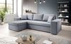 Designer Sofa Denver mit Schlaf- und Klappfunktion Stoff Grau Links Bild 2