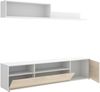 Dmora Wohnzimmermöbel Jelawat, Modulares Wohnzimmerset, Mehrzweck-Wohnzimmermöbel, Moderner TV-Schrank, 180x35 h44 cm, Weiß und Eiche Bild 4