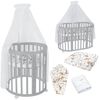 Waldin Babybett Mobiles Babybett OWAL aus Holz 7in1 mit Matratze, mitwachsend Bild 1