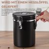 BlingBin Kaffeedose 1,8/2,8L Edelstahl Kaffeebohnen Vorratsdose,Luftdichte Kaffeebehälter, Edelstahl, (1er Set, 1-tlg, 14.8*20.8 cm), Kaffeedose mit CO2-Ventil, Messlöffel & Datumsanzeige für Nüsse Kakao Bild 3