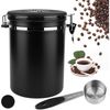 BlingBin Kaffeedose 1,8/2,8L Edelstahl Kaffeebohnen Vorratsdose,Luftdichte Kaffeebehälter, Edelstahl, (1er Set, 1-tlg, 14.8*20.8 cm), Kaffeedose mit CO2-Ventil, Messlöffel & Datumsanzeige für Nüsse Kakao Bild 1