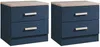 Vente-unique - SKAIDO Bedside table Holz, Platte BlauBeige - B 40 cm x H 50 cm x L 50 cm Bild 5