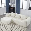 Modulares Chenille Sofa mit 3 Kissen, Softbag-Design, Seitentaschen, flexibler Aufbau, weiche Polsterung, Wohnzimmer Couch,Weiß Bild 2
