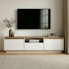 Stilvoller TV-Ständer, Kiefernholz & Weiß, 160 x 42 x 30 cm | 100% melaminbeschichtet, 18 mm stark | Modernes Design Bild 3