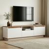 Stilvoller TV-Ständer, Kiefernholz & Weiß, 160 x 42 x 30 cm | 100% melaminbeschichtet, 18 mm stark | Modernes Design Bild 2