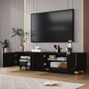 Luxuriöser TV-Schrank Schwarz Gold mit Push-to-Open, TV-Board mit Türen und Regalen,Fernsehschrank mit elegantem Bogendesign Bild 4