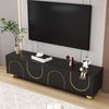 Luxuriöser TV-Schrank Schwarz Gold mit Push-to-Open, TV-Board mit Türen und Regalen,Fernsehschrank mit elegantem Bogendesign Bild 3