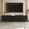 Luxuriöser TV-Schrank Schwarz Gold mit Push-to-Open, TV-Board mit Türen und Regalen,Fernsehschrank mit elegantem Bogendesign Bild 5