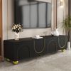 Luxuriöser TV-Schrank Schwarz Gold mit Push-to-Open, TV-Board mit Türen und Regalen,Fernsehschrank mit elegantem Bogendesign Bild 2
