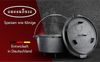 Dutch Oven Set 4,5 L mit Füßen – Eingebrannter Feuertopf aus Gusseisen mit Deckelheber Spiralgriff & Rezeptbuch Bild 4