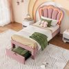 Polsterbett 90×190 cm mit LED und Schublade, verstellbares Kopfteil, Rosa, ohne Matratze Bild 1