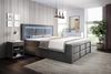 Aspen Boxspringbett mit Schubladen, LED-Beleuchtung, Samt, 180 x 200 cm, Matratze H3/H4, Grau Bild 2