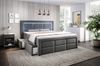 Aspen Boxspringbett mit Schubladen, LED-Beleuchtung, Samt, 180 x 200 cm, Matratze H3/H4, Grau Bild 3