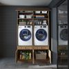 Roomart Waschturm Doppelschrank mit Ausziehplatte – SERIE 1 - 134 cm breit, Waschmaschinenschrank für Waschküche & Hauswirtschaftsraum • Eiche Bild 4