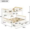 Merax 90x200cm&140x200cm Etagenbett, Kinderbett, mit farblich abgesetztem Fallschutzgitter, Zwei Schubladen, mit Fenster, mit vierstufigen Schrägleiter und Schubladen, Offenes Regal, Kiefer+MDF, Weiß+Natur Bild 4