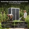 STEELSØN 'Novara' Gerätehaus Pultdach, Kunststoff, dunkelgrau mit Holzoptik, wetterfest, 170/166x68x134 cm, abschließbar, mit 2 Regalböden Bild 4