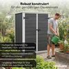 STEELSØN 'Novara' Gerätehaus Pultdach, Kunststoff, dunkelgrau mit Holzoptik, wetterfest, 170/166x68x134 cm, abschließbar, mit 2 Regalböden Bild 5