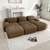 3-Sitzer Sofa 298x178x75 cm aus Cordstoff modular ohne Gestell mit 3 Ottomanen, braun Bild 2